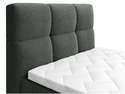 Vente-unique Ensemble complet boxspring tête de lit capitonnée + sommiers relaxation électrique + matelas + surmatelas - 100 x 200 cm - Tissu - Hot