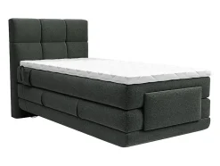 Vente-unique Ensemble complet boxspring tête de lit capitonnée + sommiers relaxation électrique + matelas + surmatelas - 100 x 200 cm - Tissu - Hot
