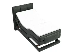 Vente-unique Ensemble complet boxspring tête de lit capitonnée + sommiers relaxation électrique + matelas + surmatelas - 100 x 200 cm - Tissu - Hot