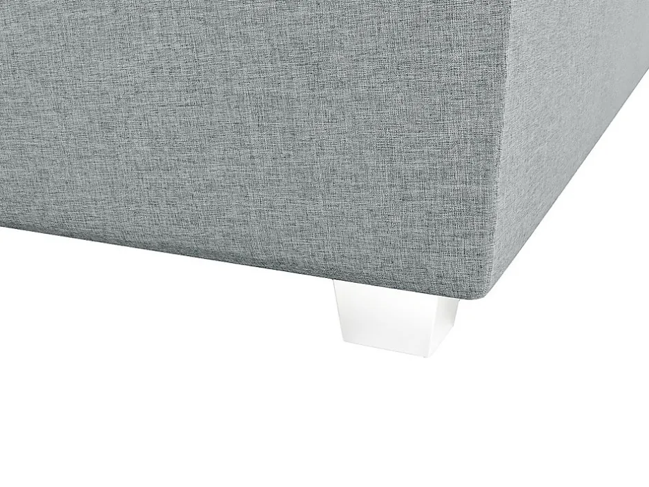 Vente-unique Ensemble complet boxspring tête de lit + sommier + matelas + surmatelas - 180 x 200 cm - Tissu - Gris clair - ONAN de YSMÉE
