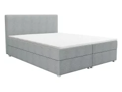 Vente-unique Ensemble complet boxspring tête de lit + sommier + matelas + surmatelas - 180 x 200 cm - Tissu - Gris clair - ONAN de YSMÉE