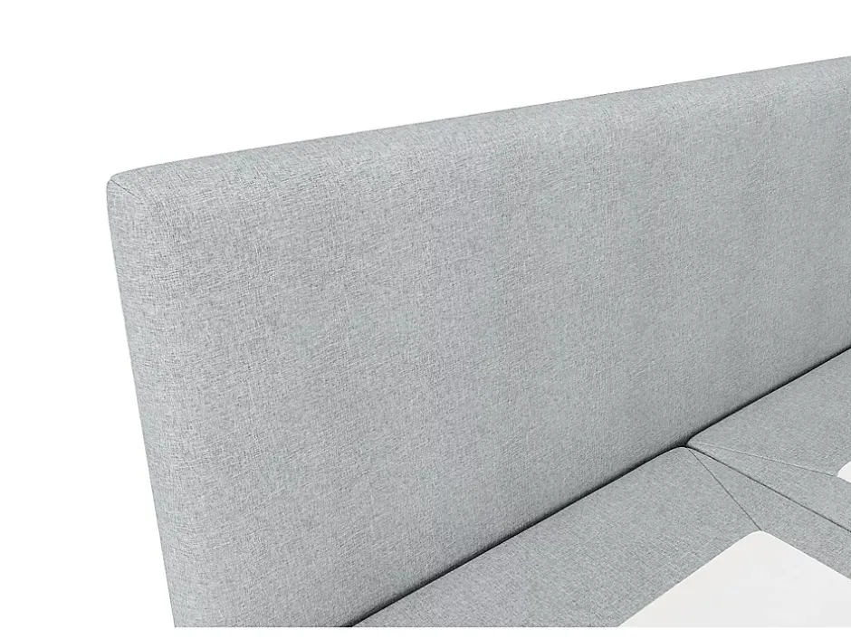 Vente-unique Ensemble complet boxspring tête de lit + sommier + matelas + surmatelas - 180 x 200 cm - Tissu - Gris clair - ONAN de YSMÉE