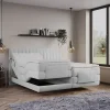 Vente-unique Ensemble complet boxspring tête de lit coutures verticales + sommiers relaxation électrique + matelas + surmatelas - 2 x 90 x 200 Sale