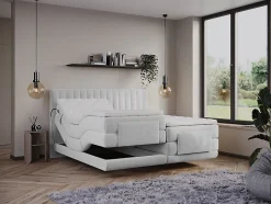Vente-unique Ensemble complet boxspring tête de lit coutures verticales + sommiers relaxation électrique + matelas + surmatelas - 2 x 90 x 200 Sale