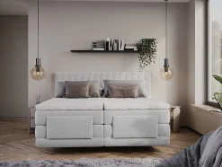 Vente-unique Ensemble complet boxspring tête de lit coutures verticales + sommiers relaxation électrique + matelas + surmatelas - 2 x 90 x 200 Sale