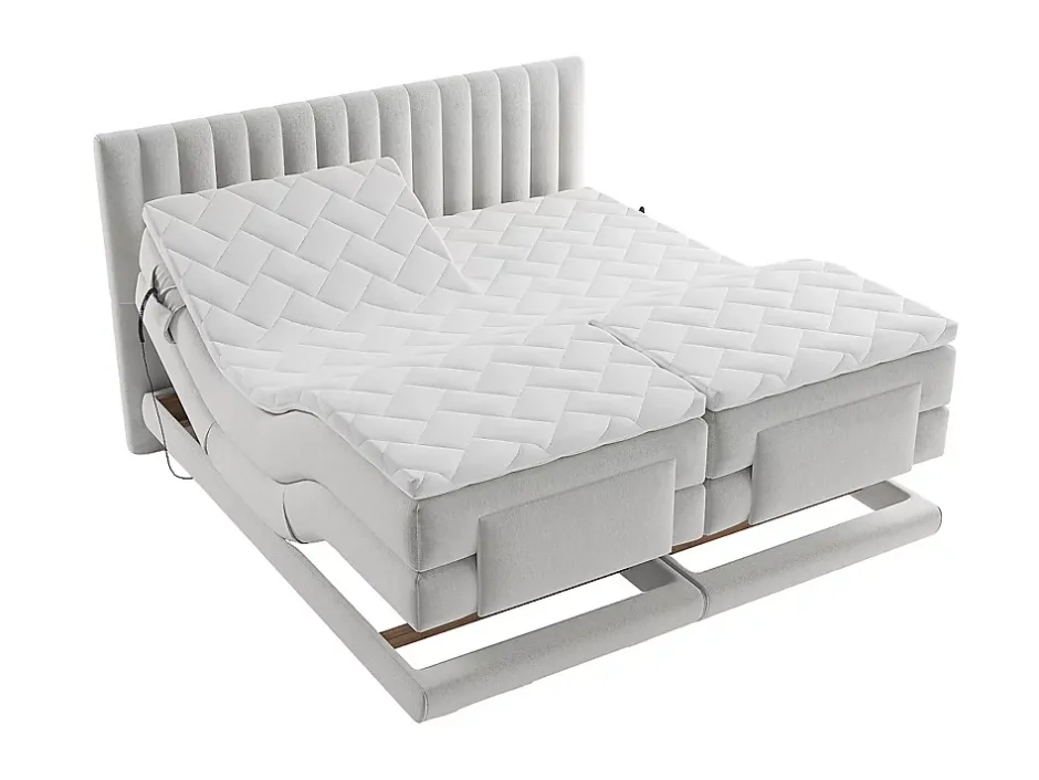 Vente-unique Ensemble complet boxspring tête de lit coutures verticales + sommiers relaxation électrique + matelas + surmatelas - 2 x 90 x 200 Sale