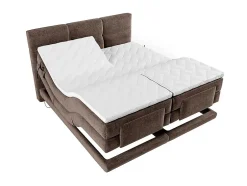 Vente-unique Ensemble complet boxspring tête de lit capitonnée + sommiers relaxation électrique + matelas + surmatelas - 2 x 80 x 200 cm -