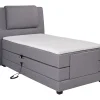 Vente-unique Ensemble complet boxspring tête de lit + sommiers relaxation électrique + matelas + surmatelas - 100 x 200 cm - Tissu - Gris clair Clearance