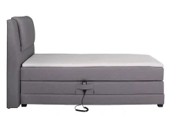 Vente-unique Ensemble complet boxspring tête de lit + sommiers relaxation électrique + matelas + surmatelas - 100 x 200 cm - Tissu - Gris clair Clearance