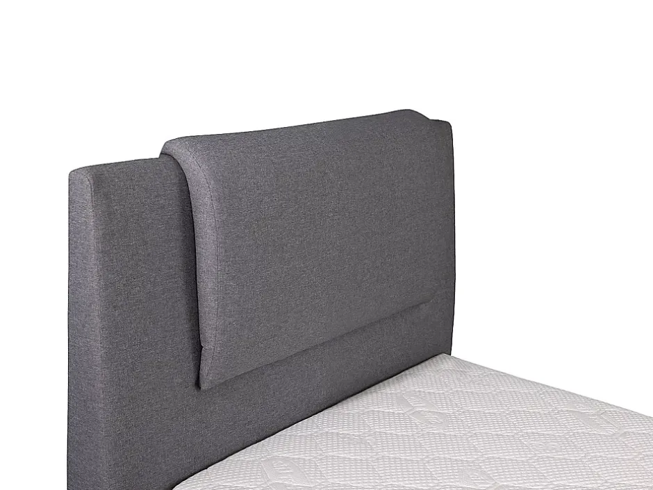 Vente-unique Ensemble complet boxspring tête de lit + sommiers relaxation électrique + matelas + surmatelas - 100 x 200 cm - Tissu - Gris clair Clearance