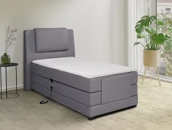 Vente-unique Ensemble complet boxspring tête de lit + sommiers relaxation électrique + matelas + surmatelas - 100 x 200 cm - Tissu - Gris clair Clearance