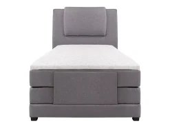 Vente-unique Ensemble complet boxspring tête de lit + sommiers relaxation électrique + matelas + surmatelas - 100 x 200 cm - Tissu - Gris clair Clearance