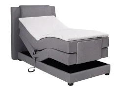 Vente-unique Ensemble complet boxspring tête de lit + sommiers relaxation électrique + matelas + surmatelas - 100 x 200 cm - Tissu - Gris clair Clearance