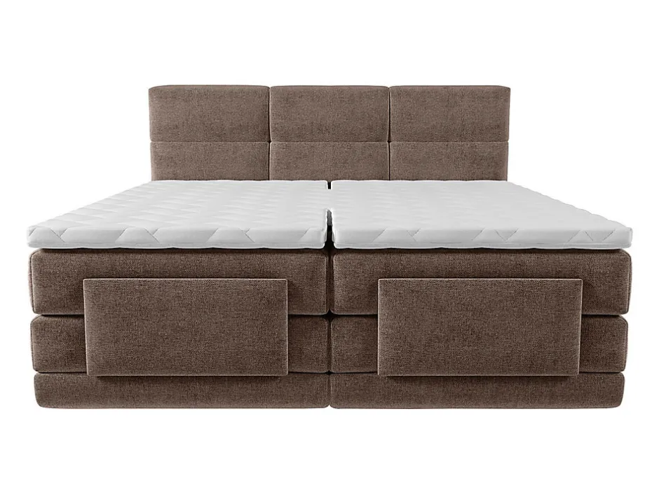 Vente-unique Ensemble complet boxspring tête de lit capitonnée + sommiers relaxation électrique + matelas + surmatelas - 2 x 90 x 200 cm - Best