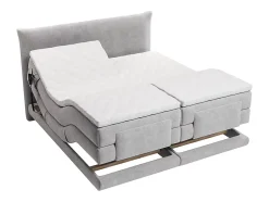 Vente-unique Ensemble complet boxspring tête de lit + sommiers relaxation électrique + matelas + surmatelas - 2 x 90 x 200 cm - Tissu - Gris Sale