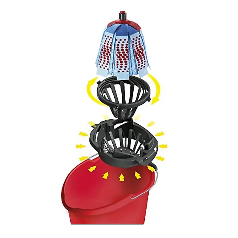 Juanio Ensemble complet de seau avec balai à franges, poignée et essoreuse torsion, capacité 10 L Online