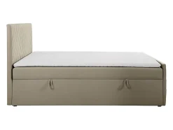Vente-unique Ensemble complet literie déco tête de lit + sommiers coffre + matelas + surmatelas - 180 x 200 cm - Velours - Taupe - MAKANA de New