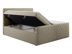 Vente-unique Ensemble complet literie déco tête de lit + sommiers coffre + matelas + surmatelas - 180 x 200 cm - Velours - Taupe - MAKANA de New