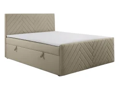 Vente-unique Ensemble complet literie déco tête de lit + sommiers coffre + matelas + surmatelas - 180 x 200 cm - Velours - Taupe - MAKANA de New