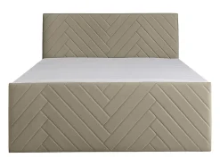 Vente-unique Ensemble complet literie déco tête de lit + sommiers coffre + matelas + surmatelas - 180 x 200 cm - Velours - Taupe - MAKANA de New