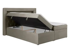 Vente-unique Ensemble complet literie déco tête de lit avec led + sommiers coffre + matelas + surmatelas - 180 x 200 cm - Velours - Taupe -