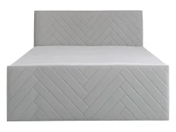 Vente-unique Ensemble complet literie déco tête de lit + sommiers coffre + matelas + surmatelas - 180 x 200 cm - Velours - Gris clair - MAKANA