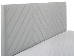 Vente-unique Ensemble complet literie déco tête de lit + sommiers coffre + matelas + surmatelas - 180 x 200 cm - Velours - Gris clair - MAKANA