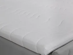 Vente-unique Ensemble complet literie déco tête de lit + sommiers coffre + matelas + surmatelas - 160 x 200 cm - Velours - Gris clair - MAKANA