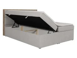 Vente-unique Ensemble complet literie déco tête de lit encadré bois + sommiers coffre + matelas + surmatelas - 180 x 200 cm - Tissu - Gris Sale