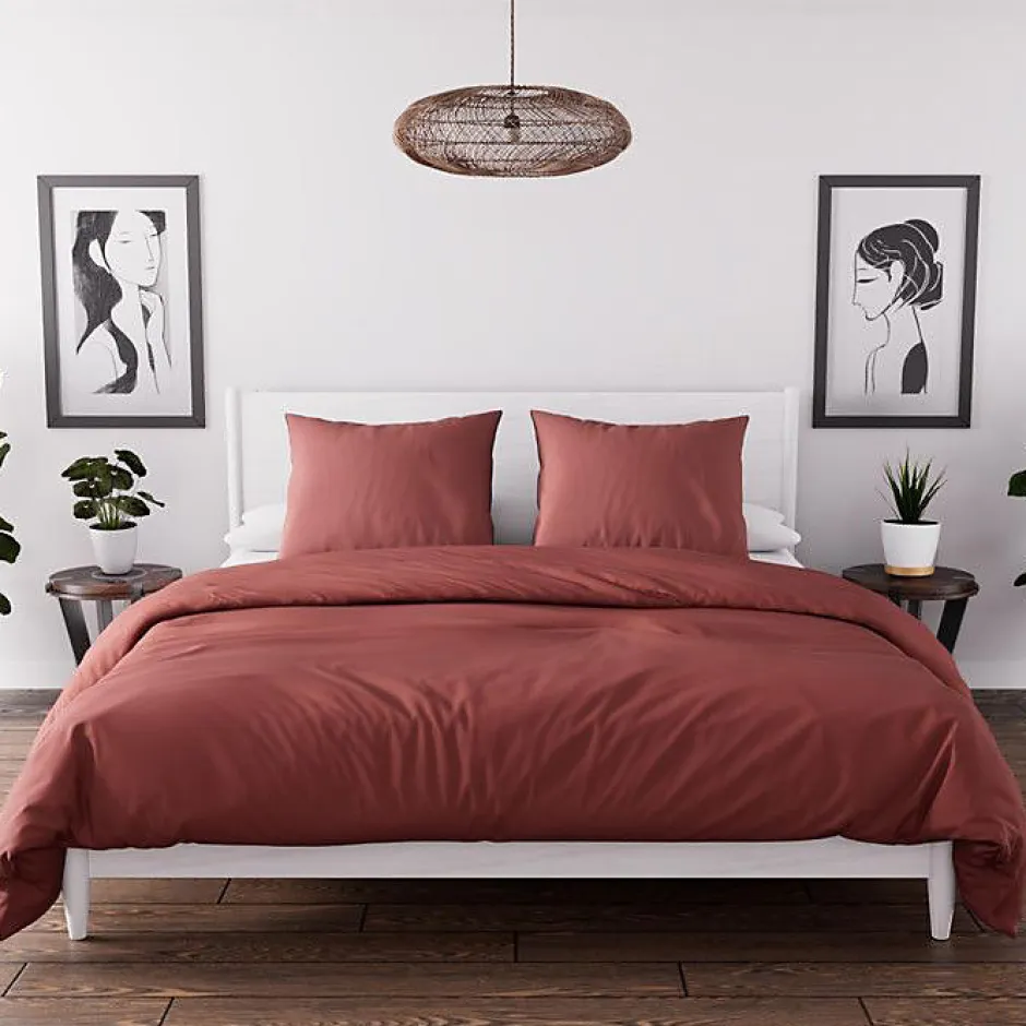 Soleil D'Ocre Ensemble couette et parure 7 Pièces BOHEME brique pour lit en 140x190 cm, par