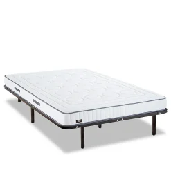 Olympe Literie Ensemble Cristal 90x200 cm Matelas Mousse + Sommier Métal