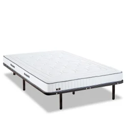 Olympe Literie Ensemble Cristal 90x190 cm Matelas Mousse + Sommier Métal