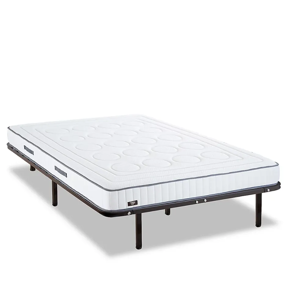 Olympe Literie Ensemble Cristal 90x190 cm Matelas Mousse + Sommier Métal
