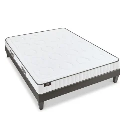 Olympe Literie Ensemble Cristal 140x200 cm Matelas Mousse + Sommier Bois