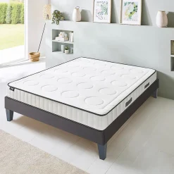 Olympe Literie Ensemble Cristal 140x190 cm Matelas Mousse + Sommier Bois