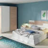 Pegane Ensemble de chambre à coucher adulte coloris effet bois / blanc ( Armoire + 2 chevets et tête de lit )