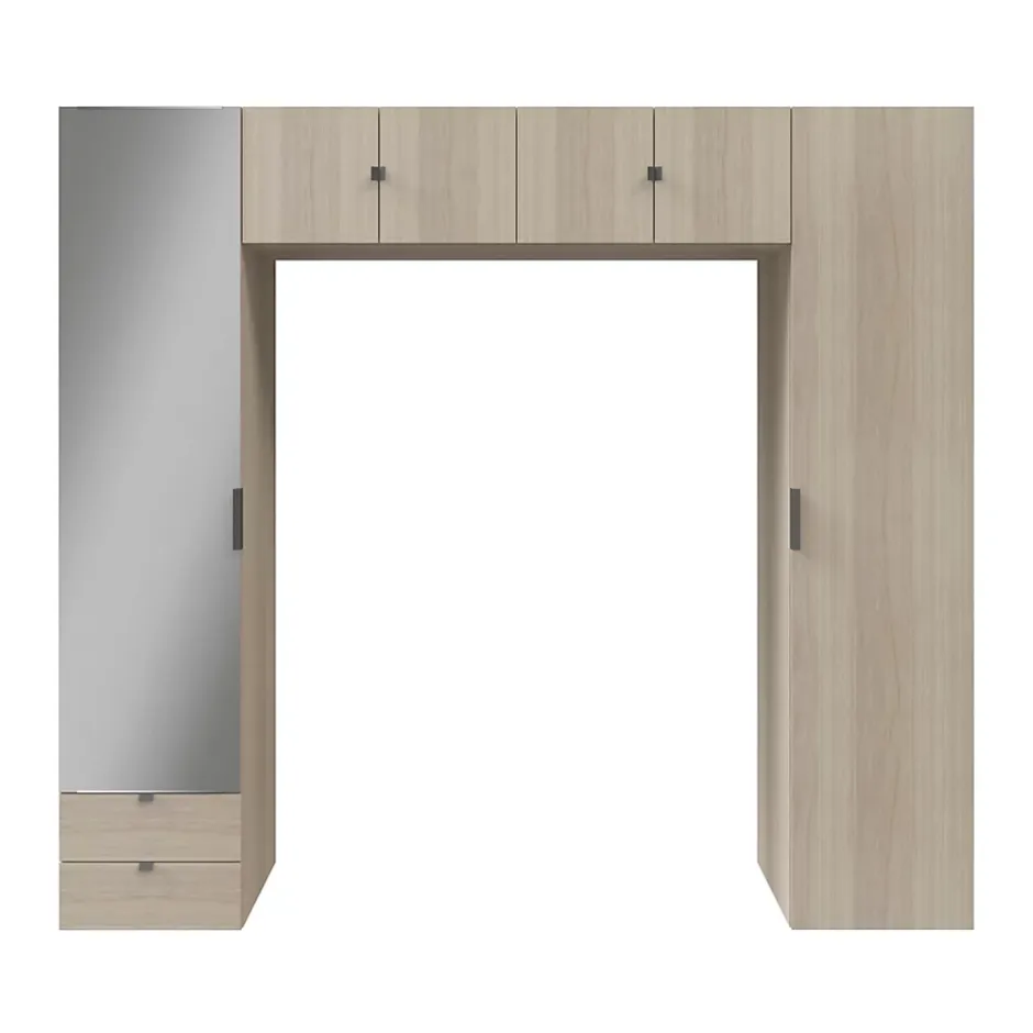 GoodHome Ensemble de colonnes et caissons suspendus effet chêne avec miroir Atomia H. 225 x L. 250 x P. 47 cm Hot
