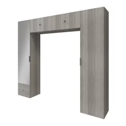 GoodHome Ensemble de colonnes et caissons suspendus effet chêne grisé avec miroir Atomia H. 225 x L. 250 x P. 47 cm Outlet