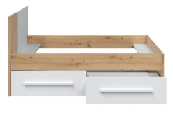 Pegane Ensemble de lit avec tête de lit et deux tiroirs en mélamine coloris blanc - Longueur 196 x Profondeur 97 x Hauteur 77 cm