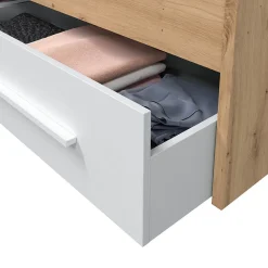 Pegane Ensemble de lit avec tête de lit et deux tiroirs en mélamine coloris blanc - Longueur 196 x Profondeur 97 x Hauteur 77 cm