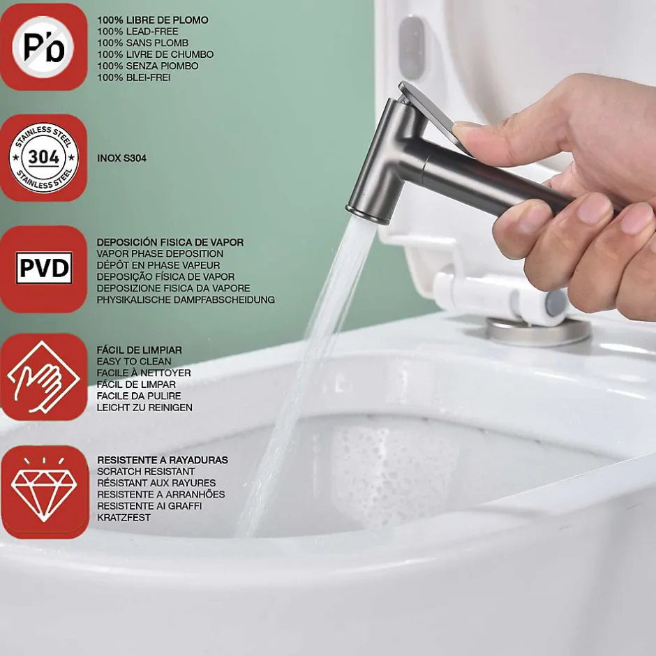 Poalgi Ensemble douchette hygiénique WC SKY BATH black gun metal PVD Inox S304 série HARMONY