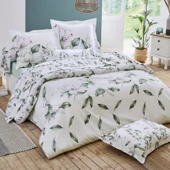 Tradilinge Ensemble drap plat et 2 taies Magnolia Sauge (240x310 cm - Blanc)
