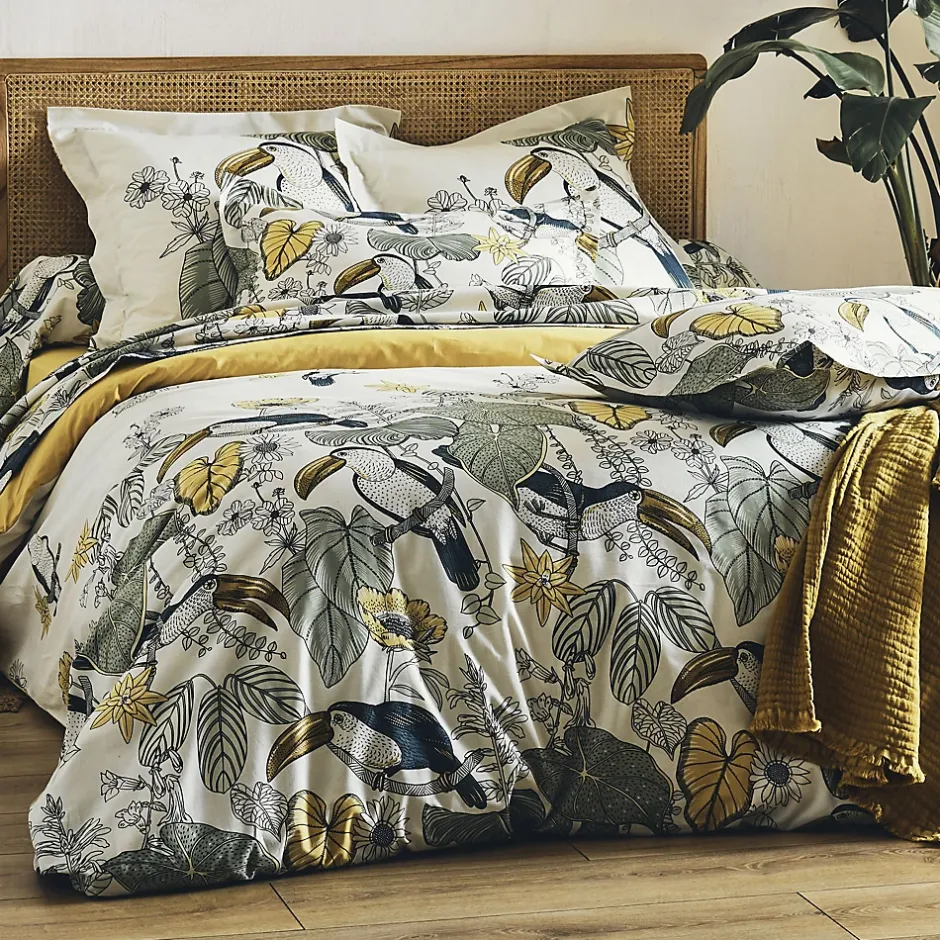 Tradilinge Ensemble drap plat et 2 taie Toco (280x310 cm - Kaki) Sale