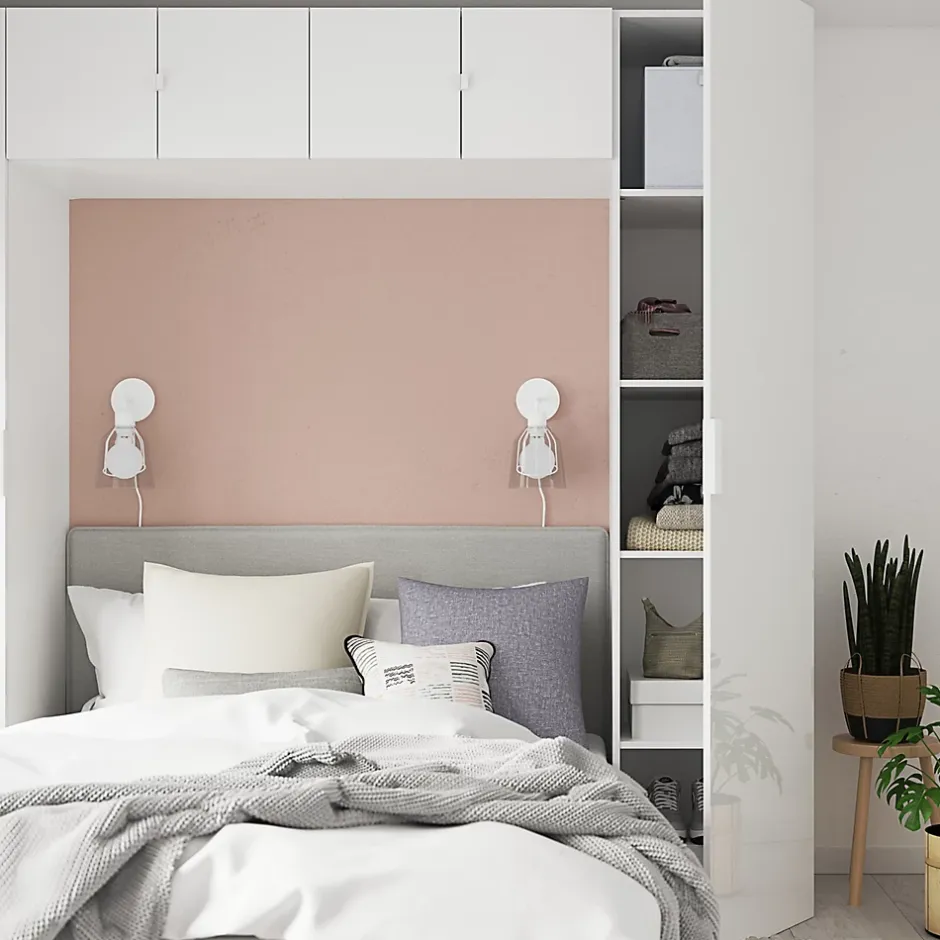 GoodHome Ensemble en arche colonnes portes battantes et caissons suspendus blancs Atomia H. 225 x L. 250 x P. 47 cm Online