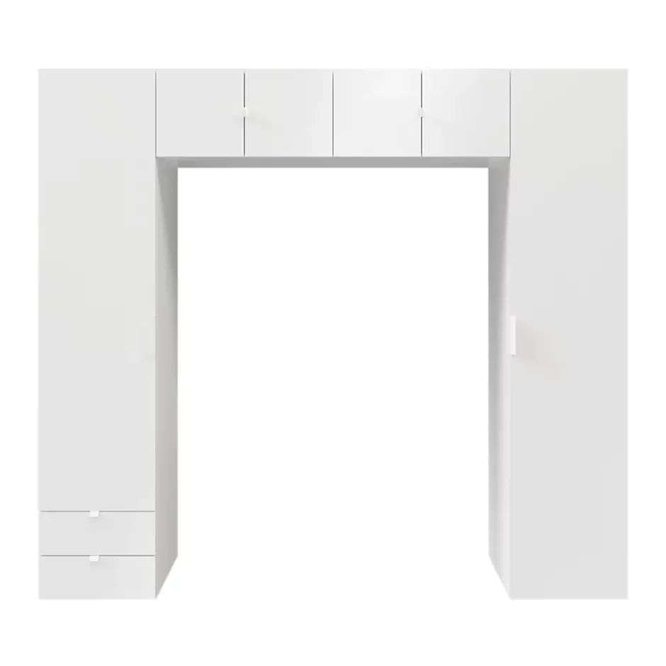 GoodHome Ensemble en arche colonnes portes battantes et caissons suspendus blancs Atomia H. 225 x L. 250 x P. 47 cm Online