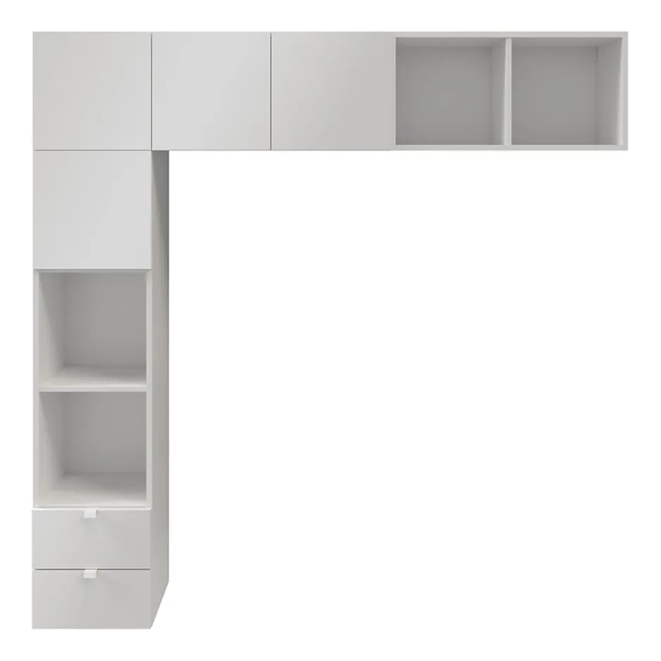 GoodHome Ensemble en L colonne et caissons suspendus blancs Atomia H. 187,5 x L. 187,5 x P. 37 cm