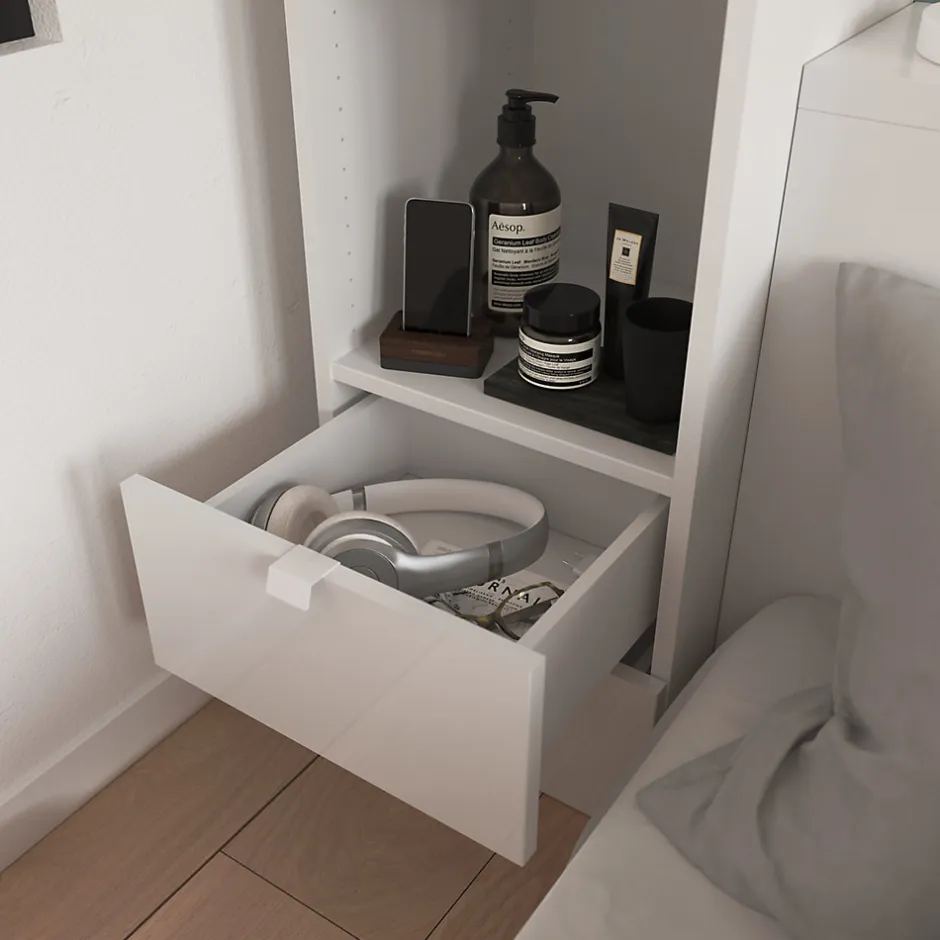 GoodHome Ensemble en L colonne et caissons suspendus blancs Atomia H. 187,5 x L. 187,5 x P. 37 cm