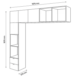 GoodHome Ensemble en L colonne et caissons suspendus blancs Atomia H. 187,5 x L. 187,5 x P. 37 cm