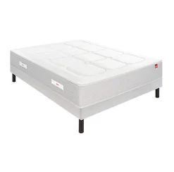 Epeda Ensemble L'INOUBLIABLE + Sommier Confort Medium + Pieds 90x200 Gris souris Ressorts