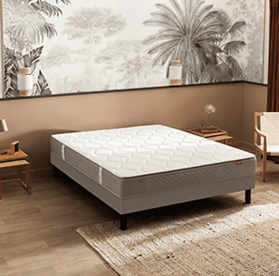 Epeda Ensemble ITINERAIRE + Sommier Escale + Pieds 90x200 Ressorts Clearance